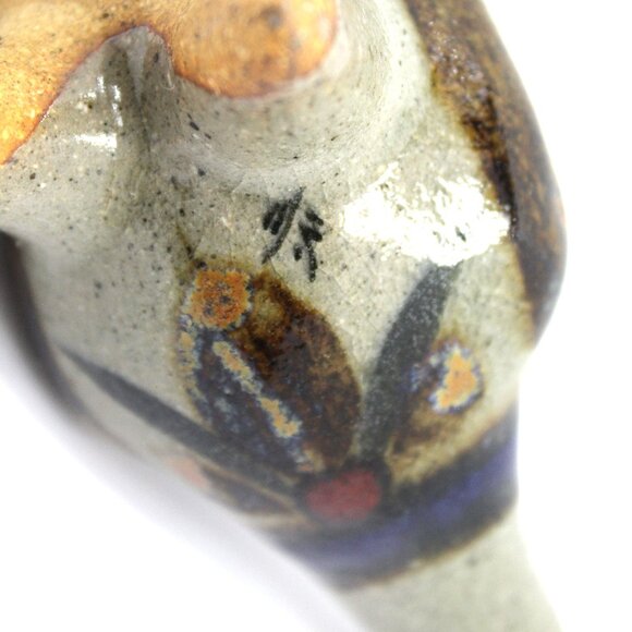 Vintage Tonala Mex Hand Painted Pottery Bird Roadrunner Folk Art Statue Signed - Picture 7 of 10